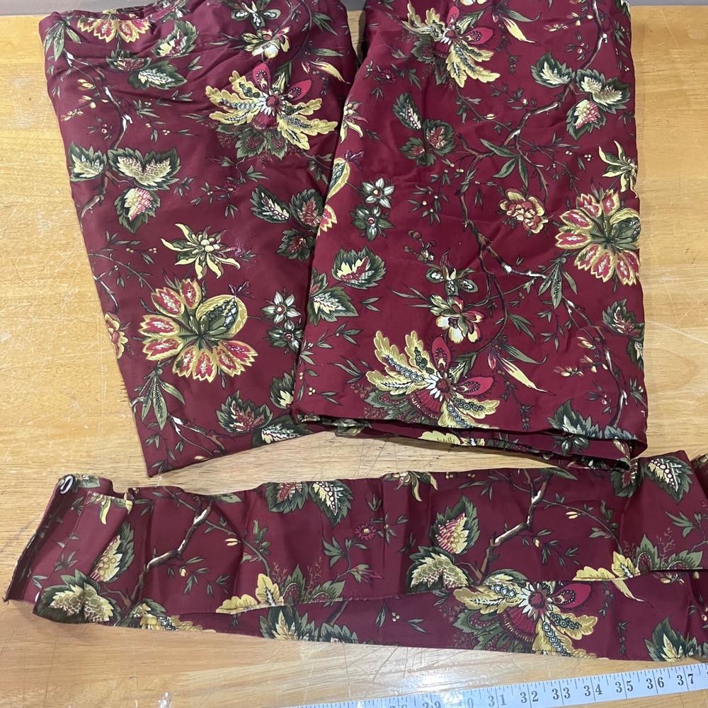 Vtg Waverly Home Classics Burgundy Floral Felicity Curtain Panels 48x80 Set of 2